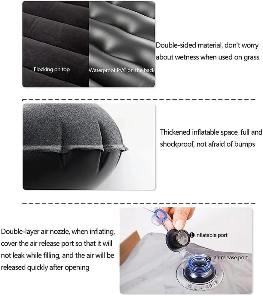 Car Inflatable Mattress for Hyundai Ioniq 5 NE 2021 2022 2023 2024 Rear Trunk Air Mattress Camping Folding Air Bed Cushion Back Seat Air Sleeping Mattresses,Black01