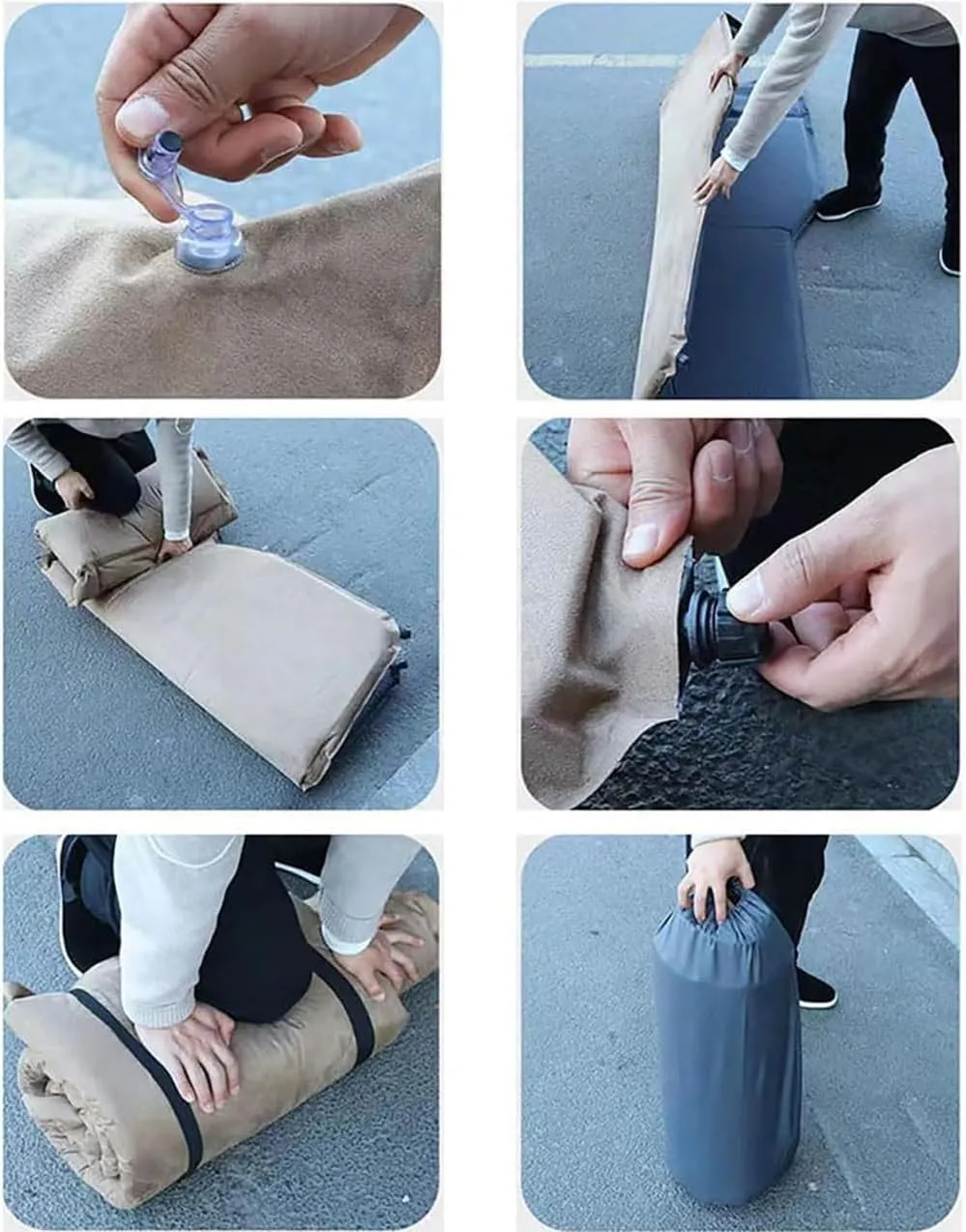Car Inflatable Mattress for Volvo V60 V70 V90 XC40 XC60 XC70 XC90 2023 2024 Portable Flocking Air Mattress Camping Travel Mattress Auto Accessories,Black