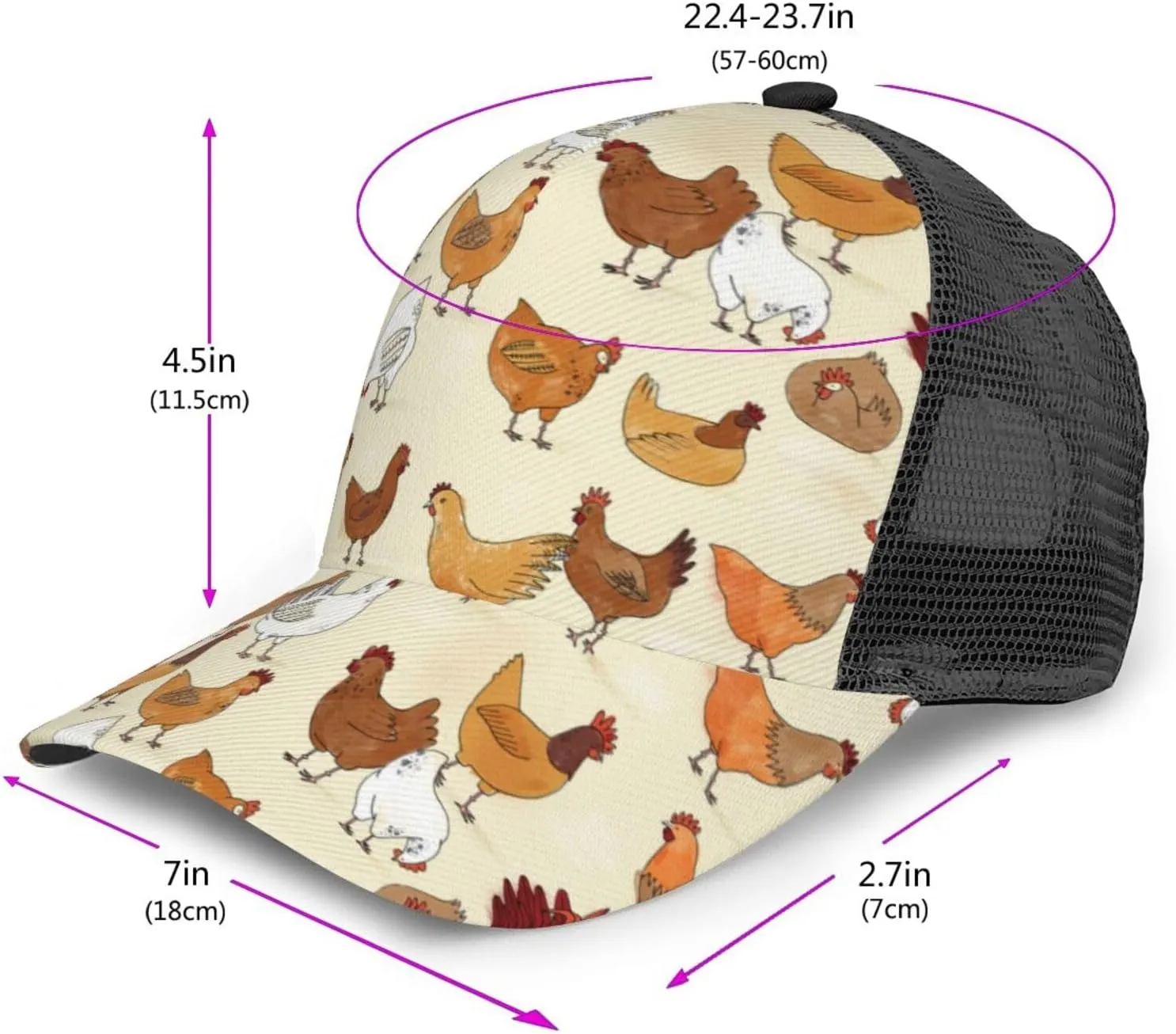 Cartoon Animal Baseball Cap Golf Dad Hat for Men and Women Adjustable Snapback Mesh-Back Outdoor Sport Trucker Hat