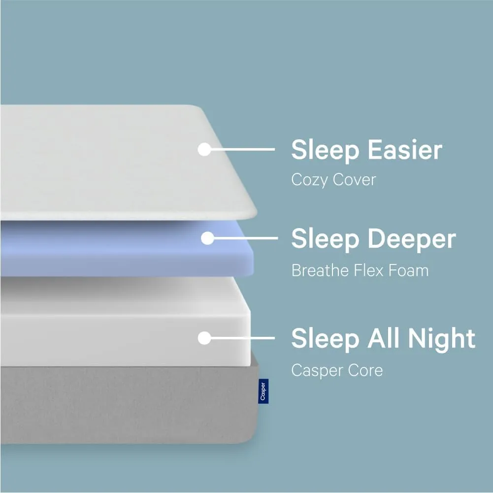 Casper Sleep Element Mattress, Full Size - Memory Foam   Support - 100-Night Trial - Medium Firm CertiPUR-US Mattress, Grey