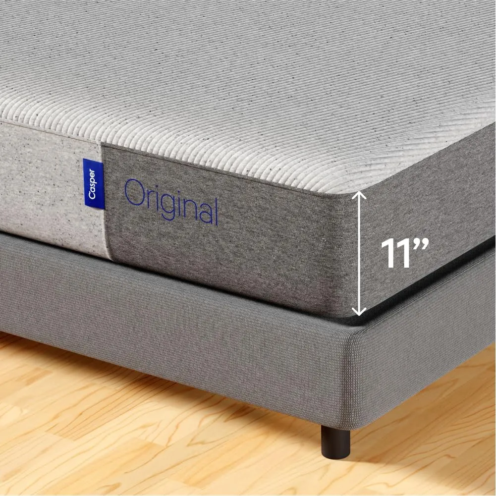 Casper Sleep Original Foam, King Size Mattress with Zoned SupportTM - Medium Firm Memory Foam Bed in a Box - 100-Night Trial - 10 Year Warranty - CertiPUR-US Mattress, Light Grey