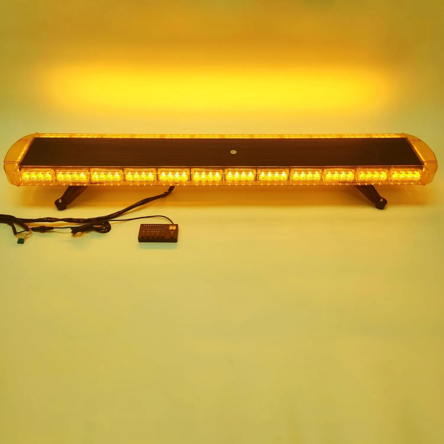 CFLMYYXGS Amber LED Warning Light Bar with Digital Controller 26 Flash Patterns 1W High-Intensity Beacons for Trucks Work Vehicles Weatherproof Emergency Strobe Lights (55 inches 104 LED)