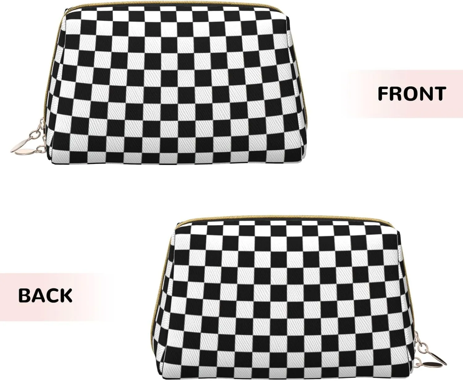Checkered Stripes Toiletry Pouch, Travel-Friendly Makeup Organizer For Makeup Brushes, Lipsticks