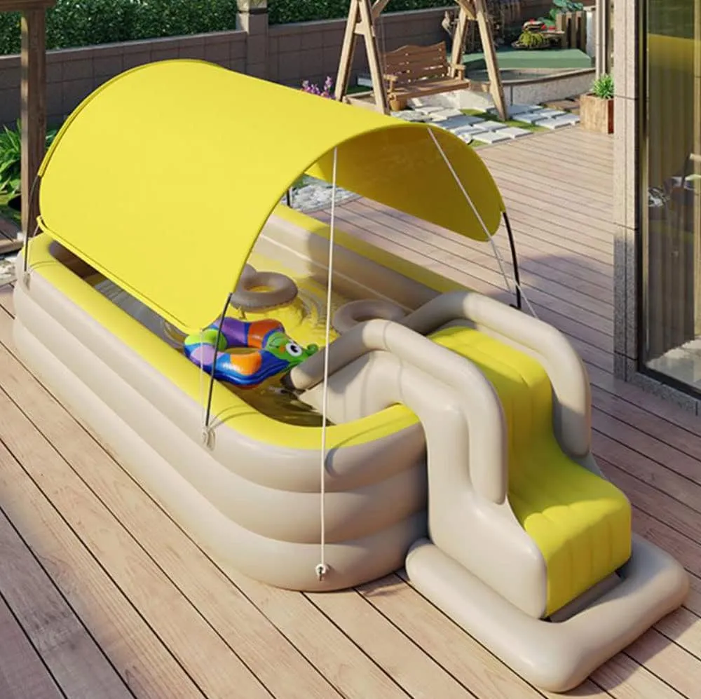 Children's Automatic Inflatable Swimming Pool Shade Baby Swimming Pool Swimming Bucket Folding Swimming Pool Paddling Pool Inflatable Ball Pool