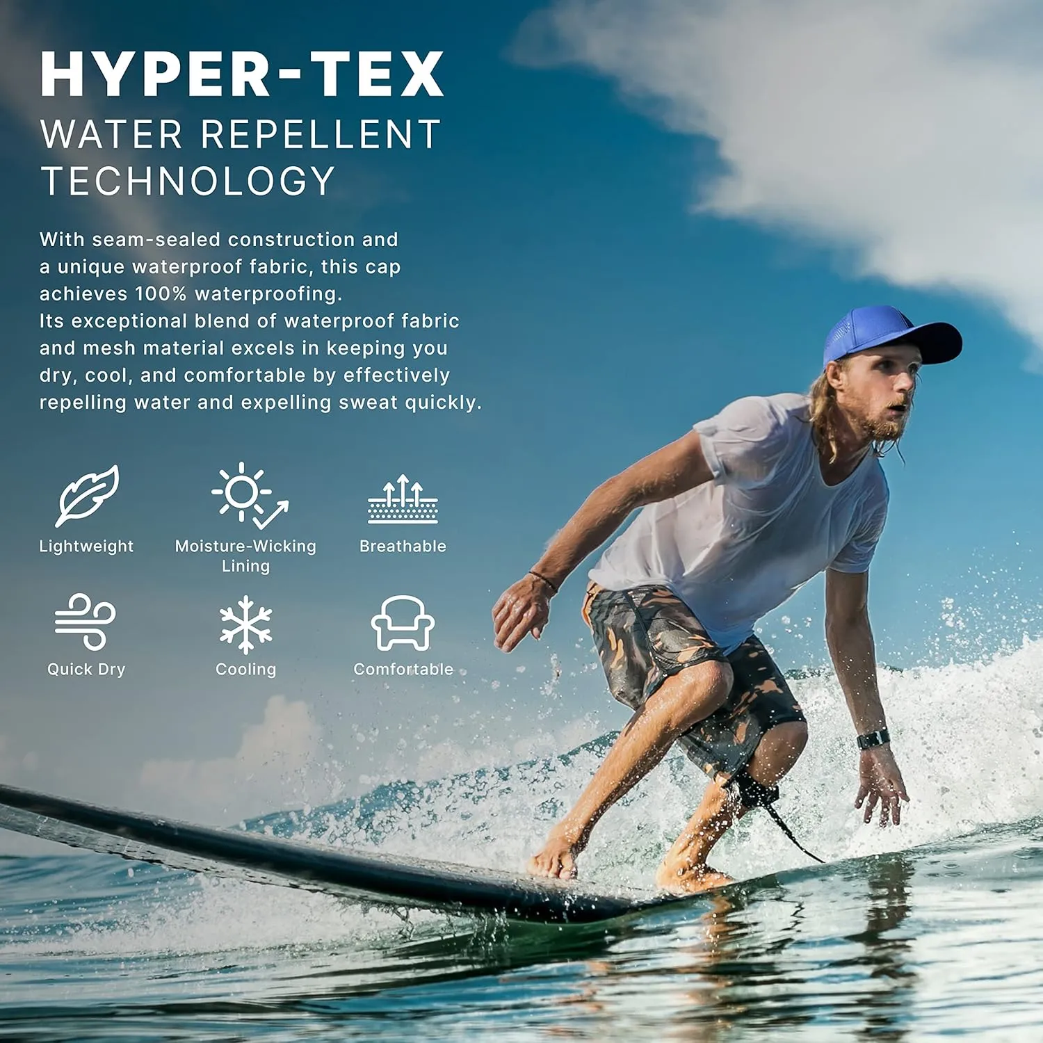 CHOK.LIDS Waterproof Baseball Cap Hyper-TEX Mesh Running Cap Breathable Quick Dry Outdoor Sport Fitted Hats for Men and Women