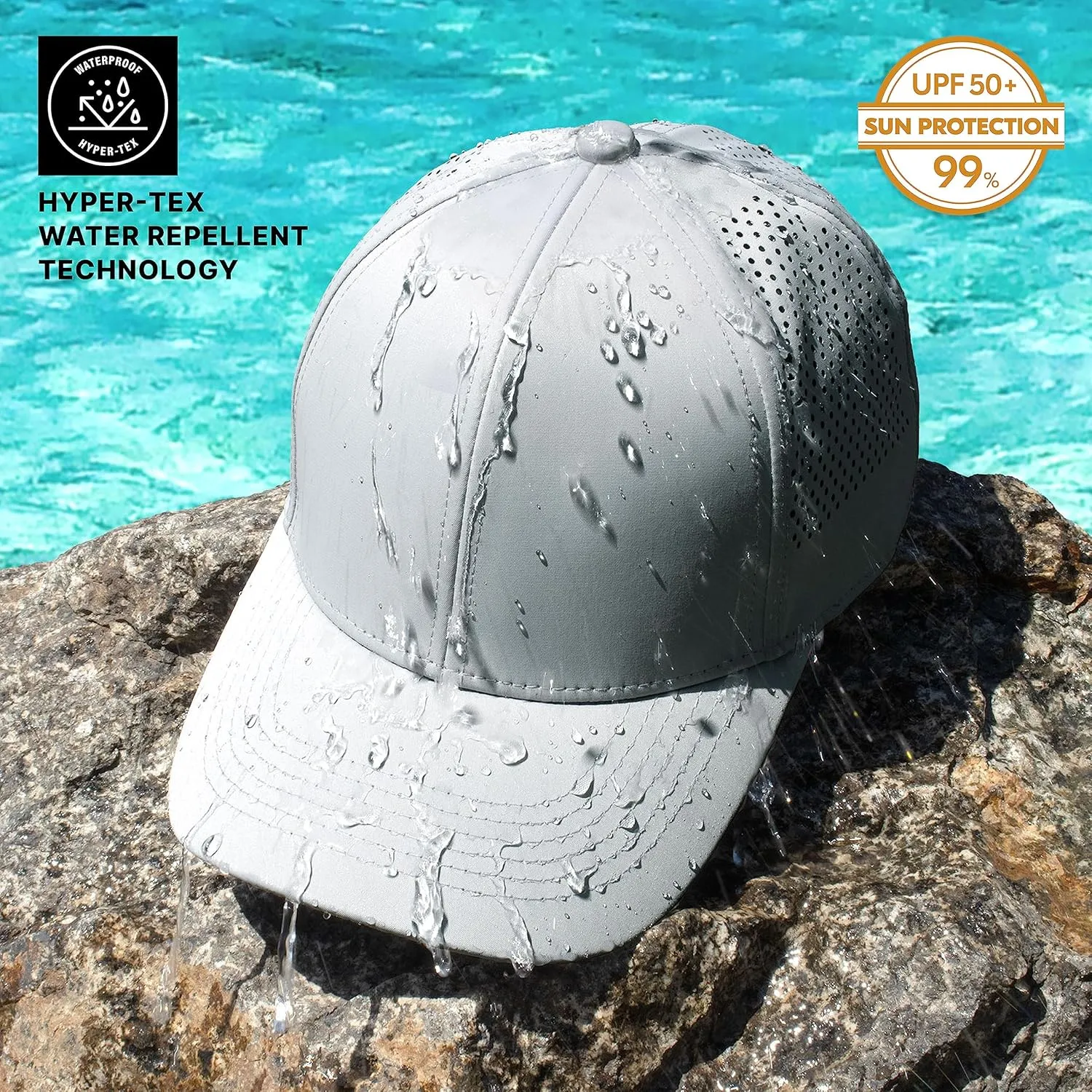 CHOK.LIDS Waterproof Baseball Cap Hyper-TEX Mesh Running Cap Breathable Quick Dry Outdoor Sport Fitted Hats for Men and Women