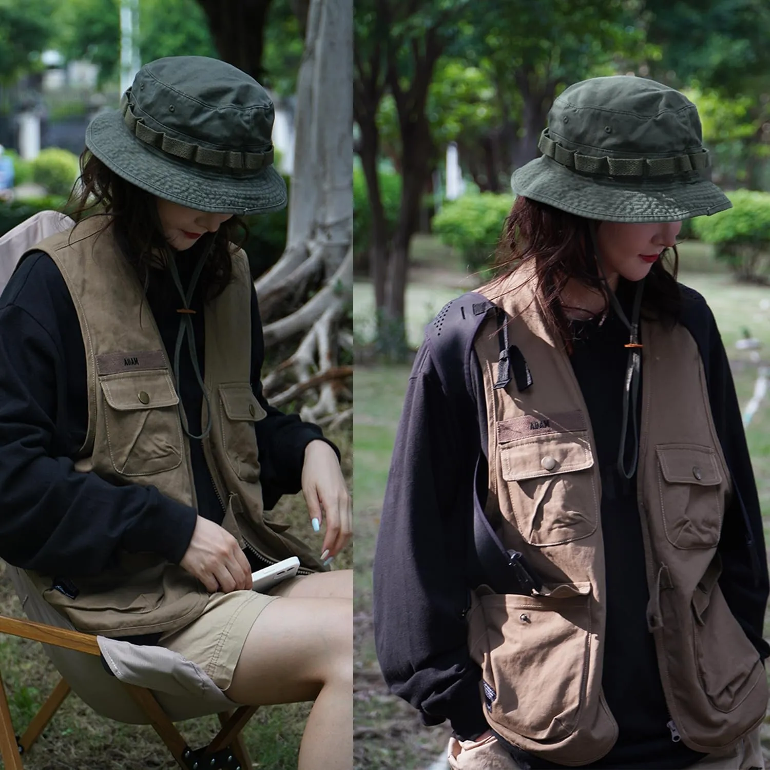 Clakllie Mesh Boonie Hat Military Tactical Hats Safari Sun Cap for Men Women Hunting Fishing Hats UV Protection Bucket Hat