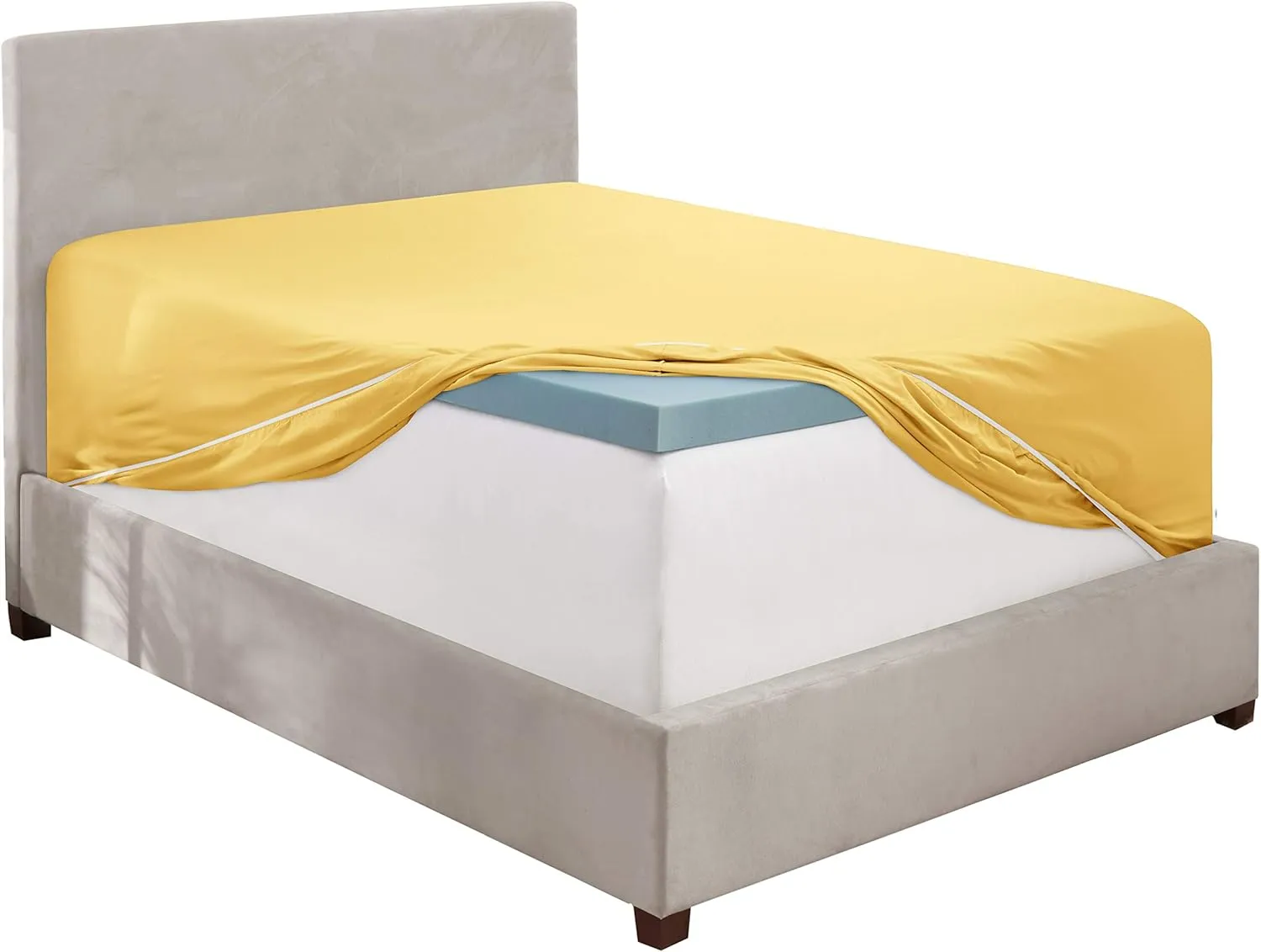 Clara Clark Fitted Sheet, Extra Deep Pocket Fits Deep Mattress, Luxury Soft Fitted Sheet Only, Full Mellow Yellow