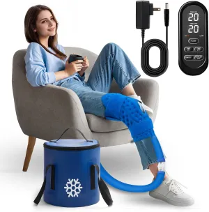 Cold Therapy Machine, Ice Machine for Knee Care After-Surgery, Knee Replacement Recovery Equipment Aids Pack, Cryotherapy System w/Compression Wrap Pad for Ankle, Foot, ACL Relief