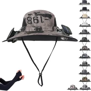 Colitt Fishing Hat, 2025 New Ultralight Solar Fan Sun Hat Powered, Bucket Wide Panel Brim Sombrero Hats Men in Outdoor