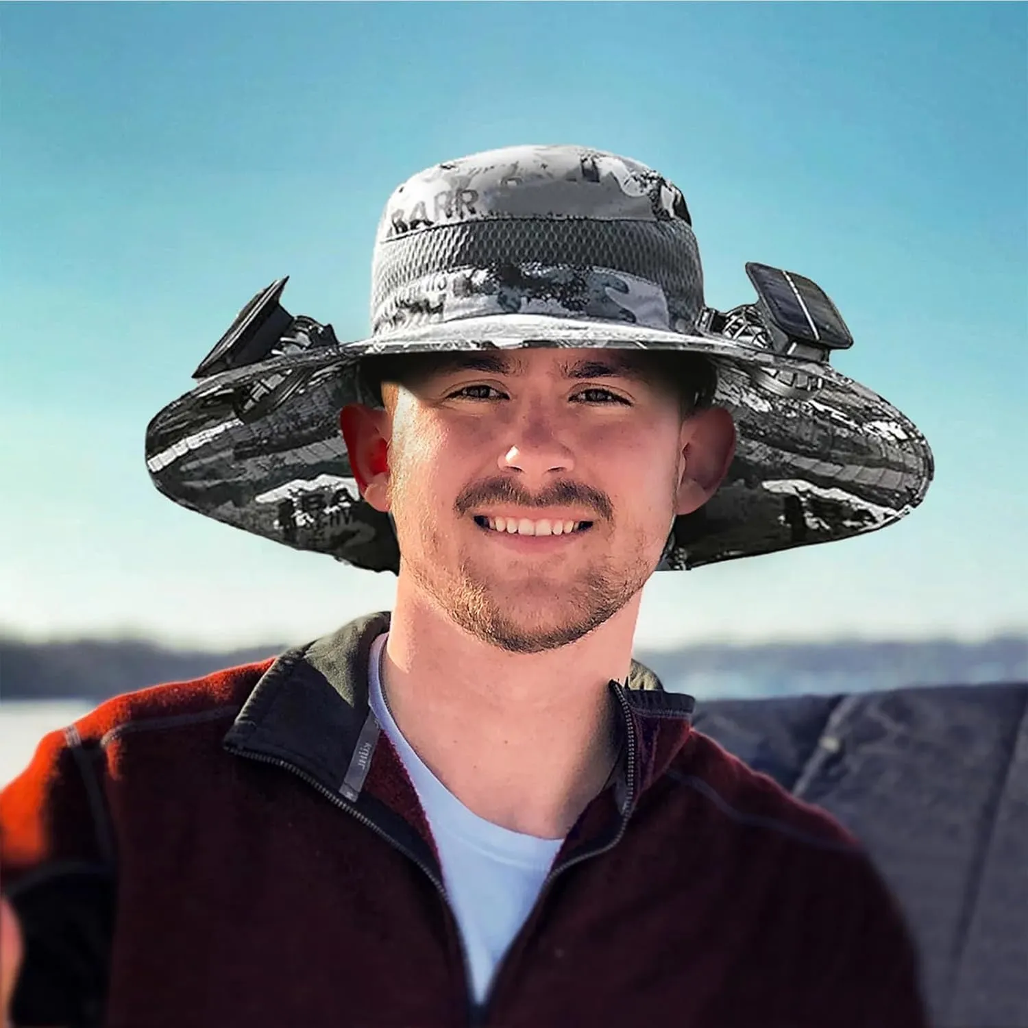 Colitt - Fishing Hat with Built in Fan, 2 Solar Fans, UPF 50  Sun Protection, Adjustable Fit, Bucket Hat for Men Women