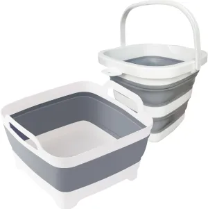 Collapsible Basin Bucket (9L 5L)-Collapsible Dish Tub Portable Sink-Foldable Sink Tub for Cleaning Foldable Portable Plastic (Grey 5L Grey)