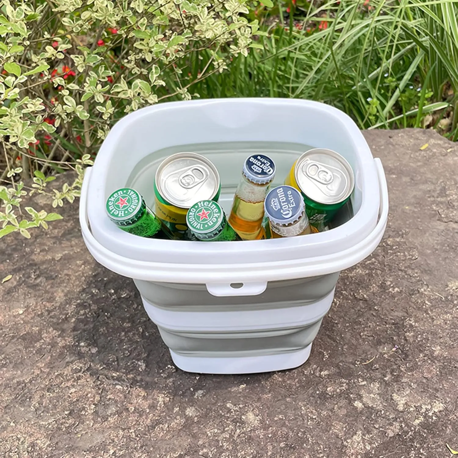 Collapsible Basin Bucket (9L 5L)-Collapsible Dish Tub Portable Sink-Foldable Sink Tub for Cleaning Foldable Portable Plastic (Grey 5L Grey)