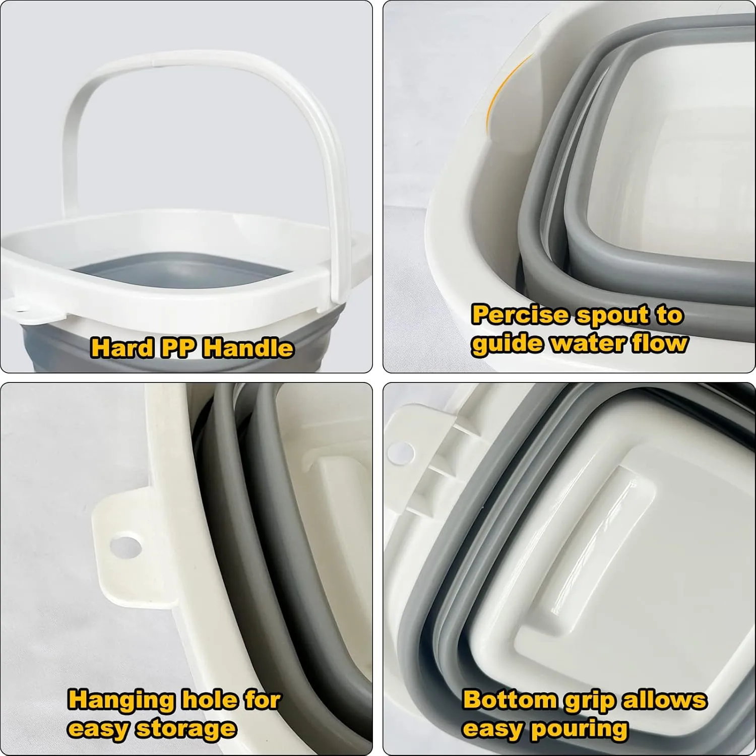 Collapsible Basin Bucket (9L 5L)-Collapsible Dish Tub Portable Sink-Foldable Sink Tub for Cleaning Foldable Portable Plastic (Grey 5L Grey)