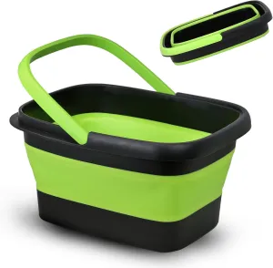 Collapsible Bucket - Foldable Car Wash Bucket, 5 Gallon Capacity - Ribbed Bottom, Grip Clean