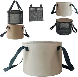 Collapsible Bucket with Handle, 5 Gallon(20L),Portable Collapsible Wash Basin Portable Ultra Lightweight Outdoor Basin Bucket,Folding Bucket for Fishing,Camping,Hiking (Brown, 13x10)