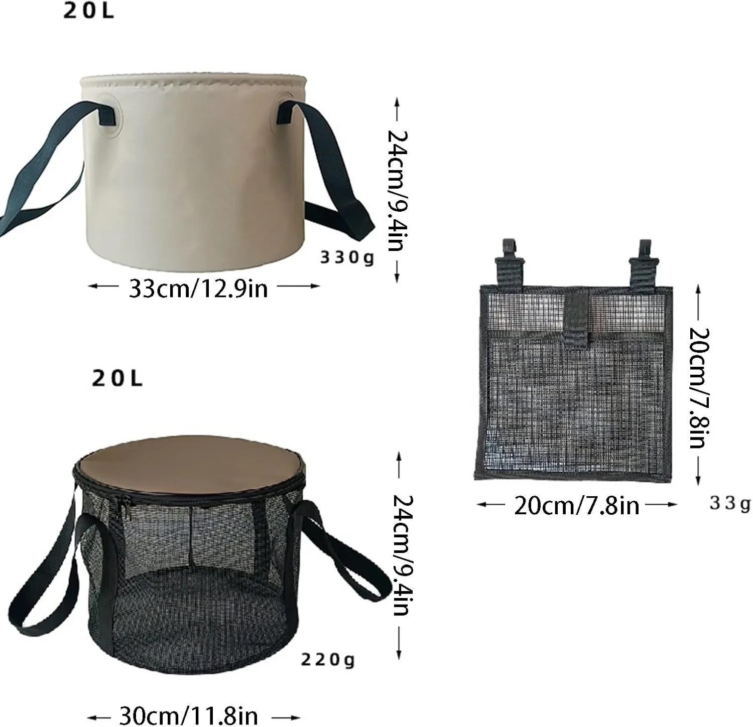 Collapsible Bucket with Handle, 5 Gallon(20L),Portable Collapsible Wash Basin Portable Ultra Lightweight Outdoor Basin Bucket,Folding Bucket for Fishing,Camping,Hiking (Brown, 13x10)