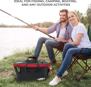 Collapsible Fishing Bucket with Air Pump - Live Bait Bucket with Aerator (6 Gallon/10 Gallon) - Leak Proof with Side Pocket & Shoulder Strap | Highly Durable & Sturdy