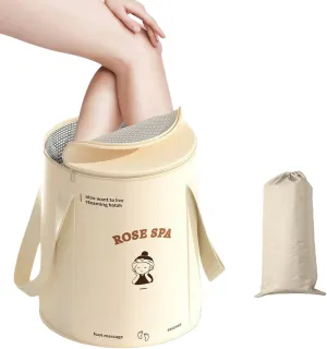 Collapsible Foot Basin Tub for Soaking Feet with Lid & Handle, Portable Travel Foot Soak Bucket, Foldable Foot Bath Spa Bag, Long Lasting Insulation