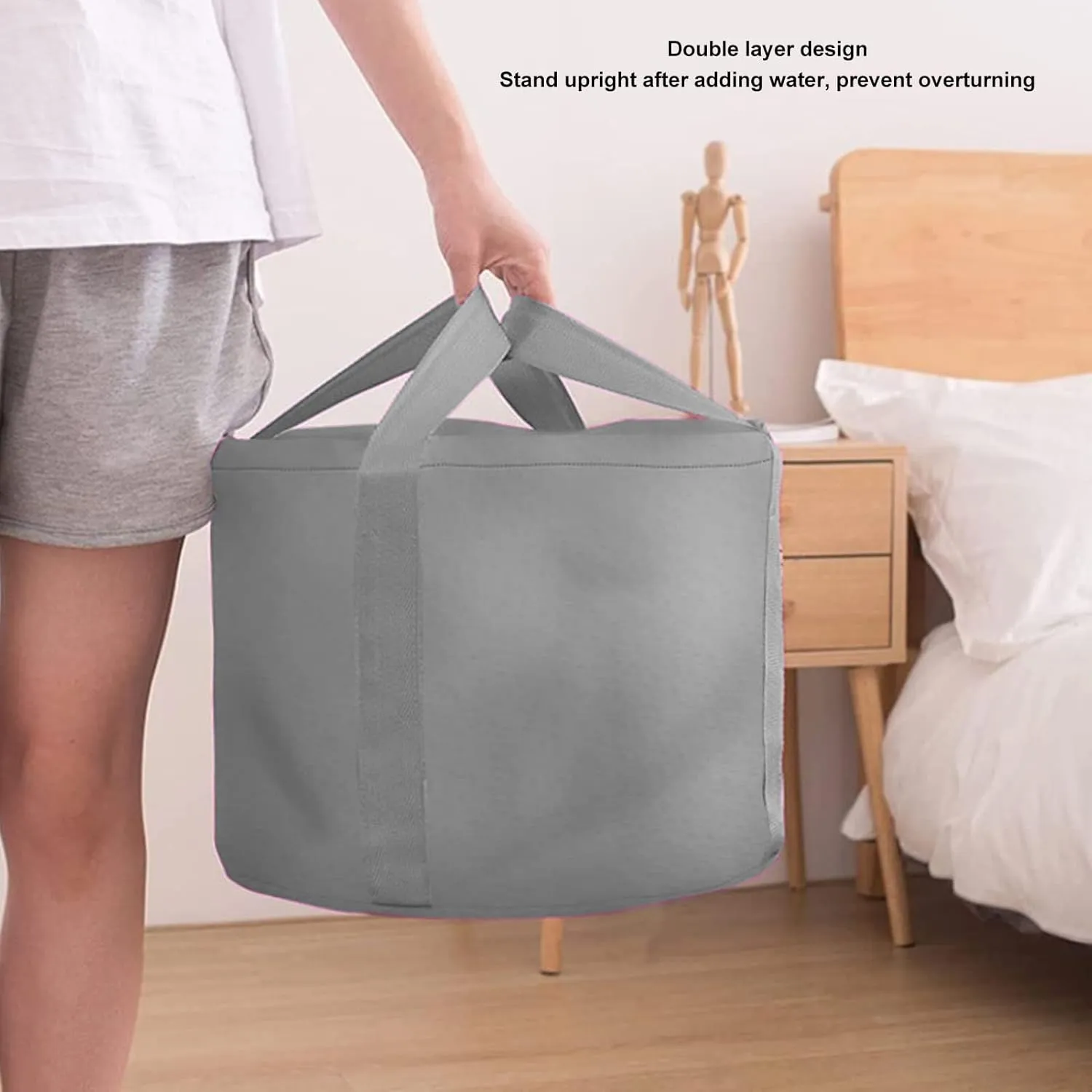 Collapsible Foot Bath Basin,Double Layer Foot Bath Basin with Storage Bag Portable Travel Collapsible Foot Basin Folding Foot Bath Tub for Outdoor(grey)