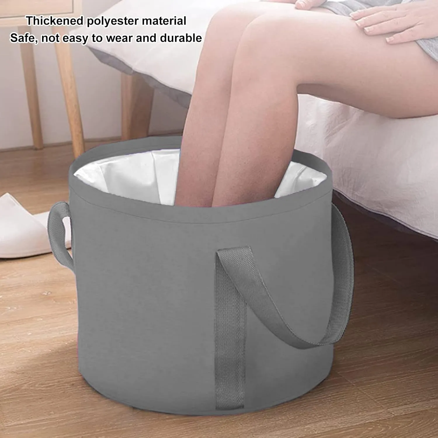 Collapsible Foot Bath Basin,Double Layer Foot Bath Basin with Storage Bag Portable Travel Collapsible Foot Basin Folding Foot Bath Tub for Outdoor(grey)