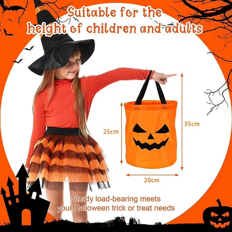 Collapsible LED Pumpkin Trick or Treat Bucket - Halloween Candy Bag for Thanksgiving and Party Gifts
