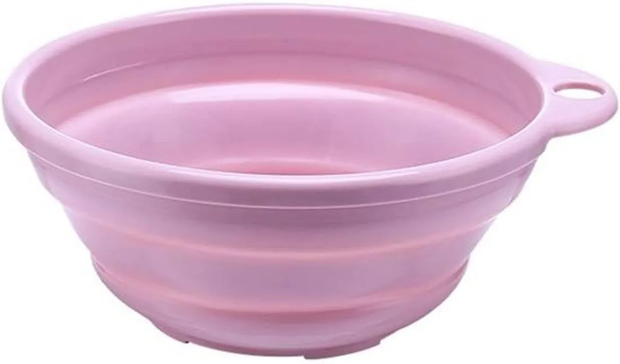 Collapsible wash Basin Plastic Portable Folding Wash Basin Collapsible Bucket/Dish Tub for Home Outdoor Camping Trip(Pink)