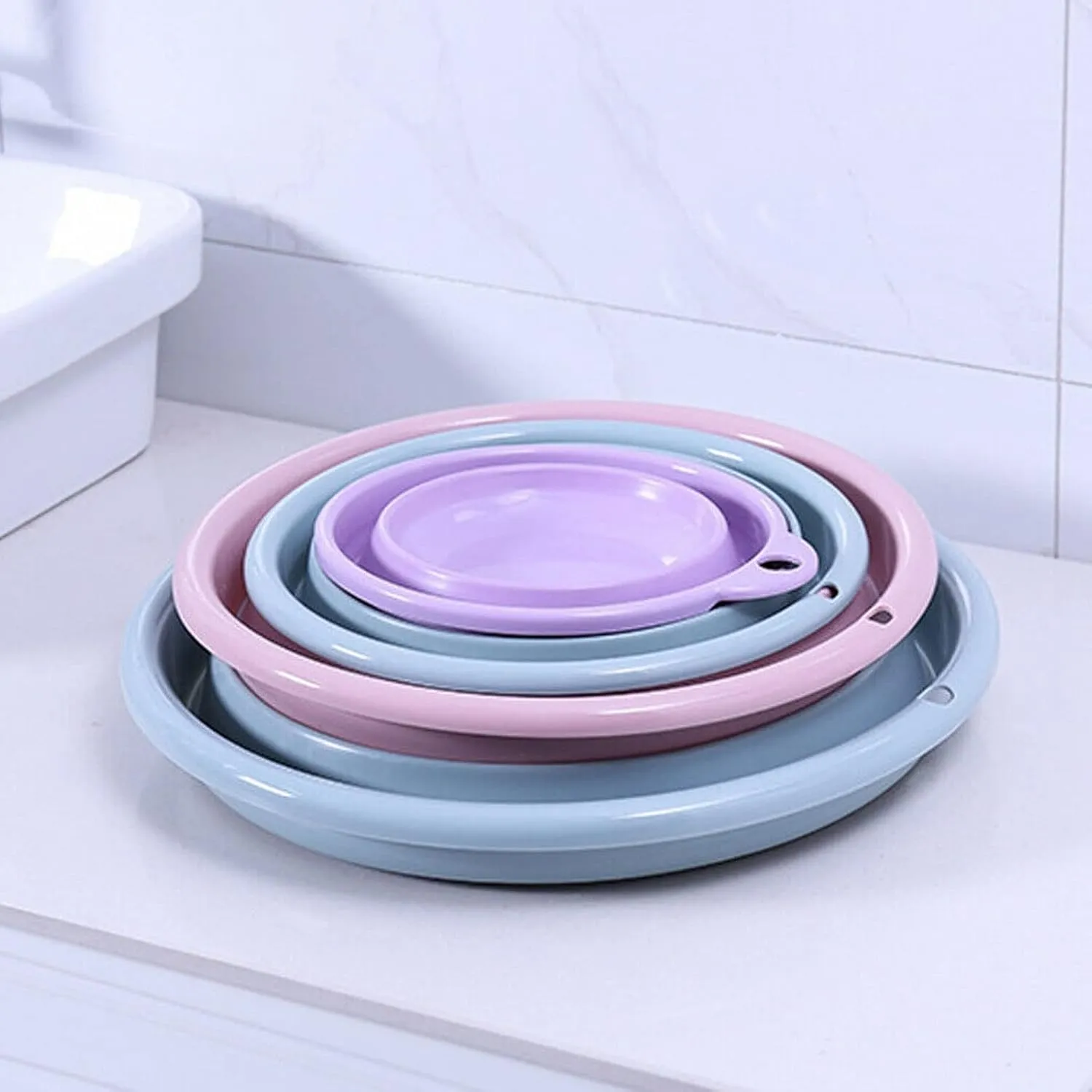 Collapsible wash Basin Plastic Portable Folding Wash Basin Collapsible Bucket/Dish Tub for Home Outdoor Camping Trip(Purple)