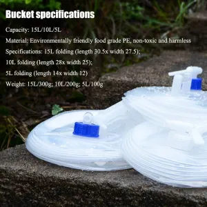 Collapsible Water BucketsFolding Water Container5L/10L/15L Water Jug Bucket Storage for Camping Hiking Fishing Climbing(Pack of 2) (Size : 10L)