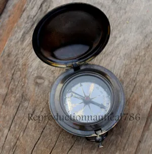 Collectible Marine Antique Brass Ross London Push Button Compass Nautical Working Compass Gift