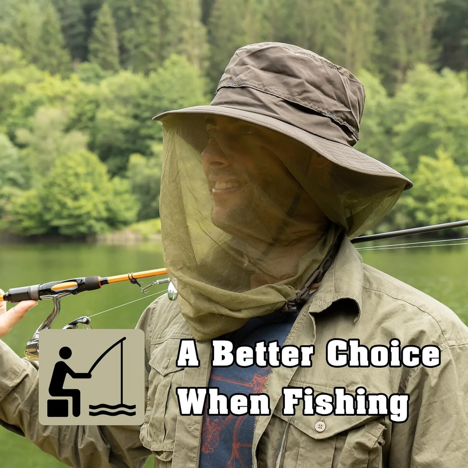 Comhats Net Nylon Mesh Veil Bucket Hats for Men Sun UV Protection Fishing/Gardening/Boating Outdoor