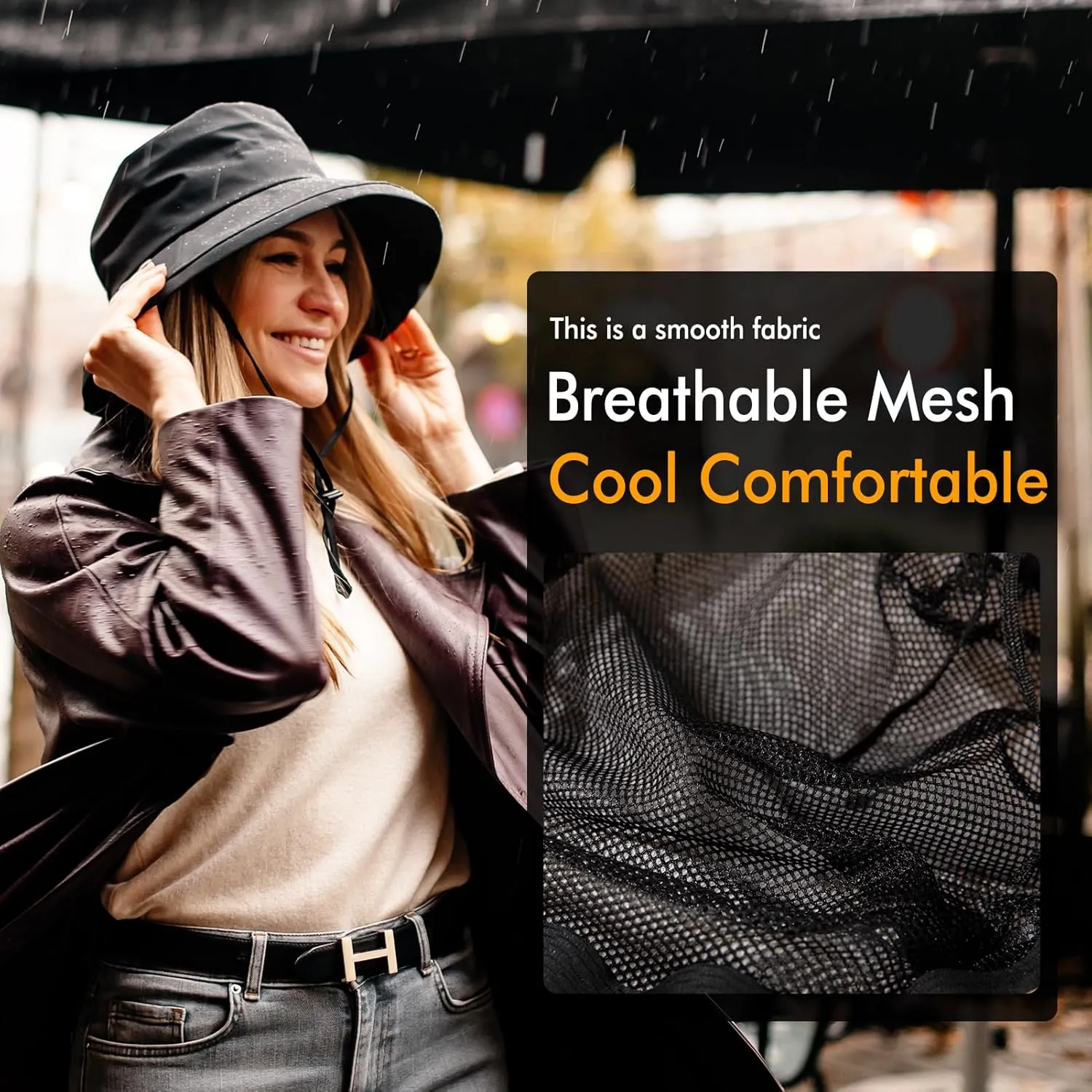 Comhats Rain Hat for Women Waterproof Wide Brim Sun Hats for Ladies UV Protection Summer Bucket Hats Beach Packable 55-62CM