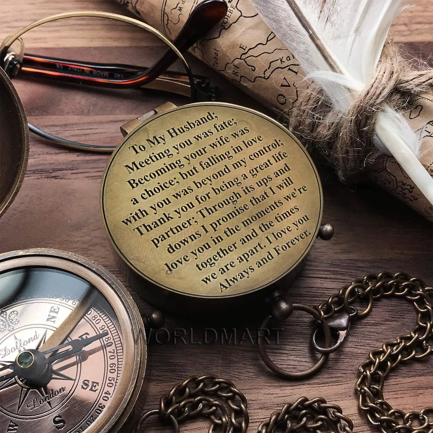 Compass for Husband, Anniversary, Long Distance Relationship - I Miss You Gift for Army Boyfriend