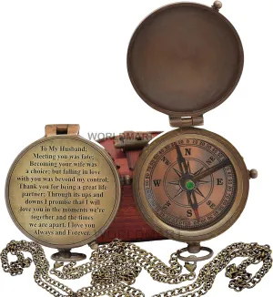Compass for Husband, Anniversary, Long Distance Relationship - I Miss You Gift for Army Boyfriend