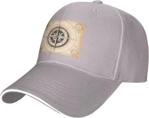 Compass Navigation Pattern Unisex Baseball Cap Black : Breathable, Light