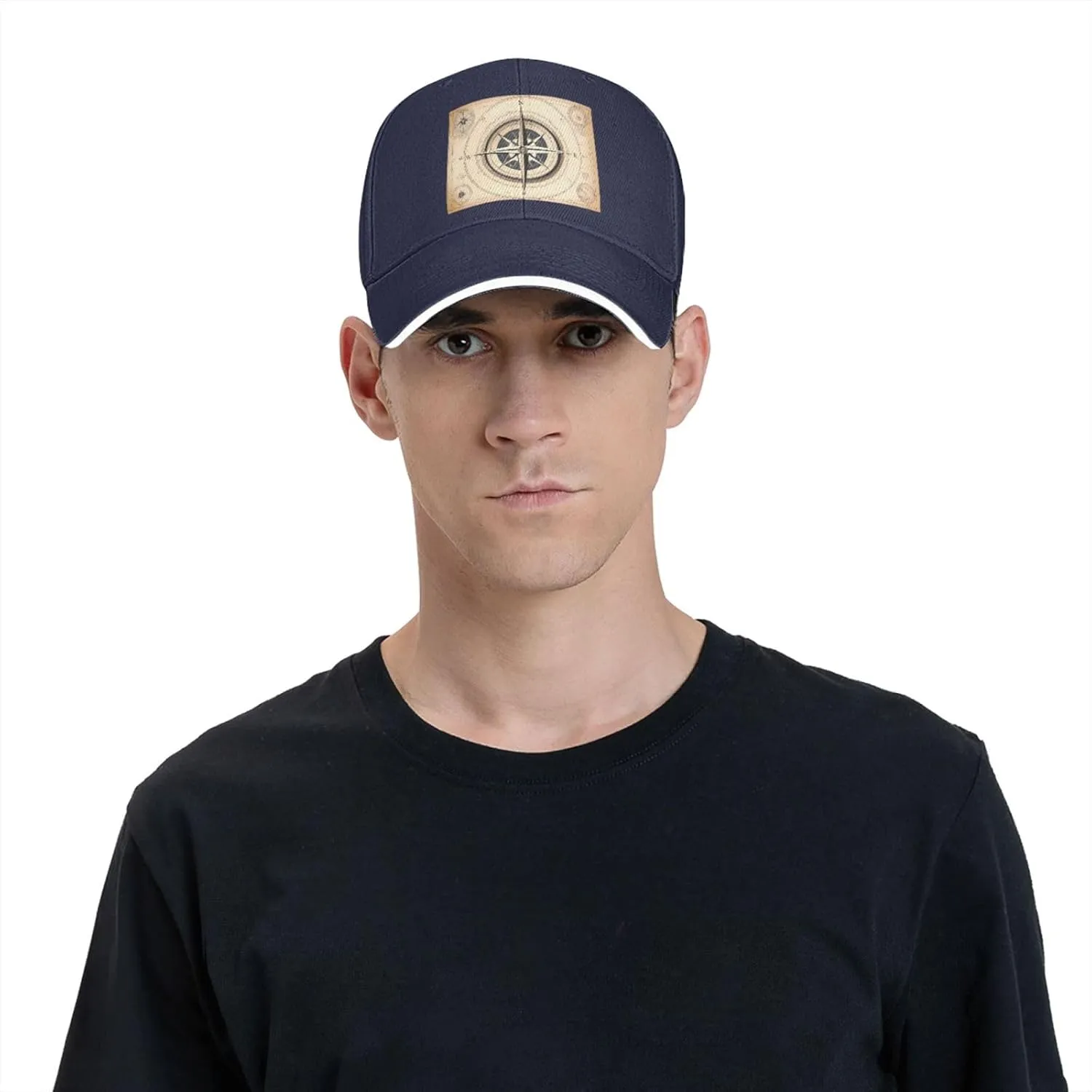 Compass Navigation Pattern Unisex Baseball Cap Black : Breathable, Light