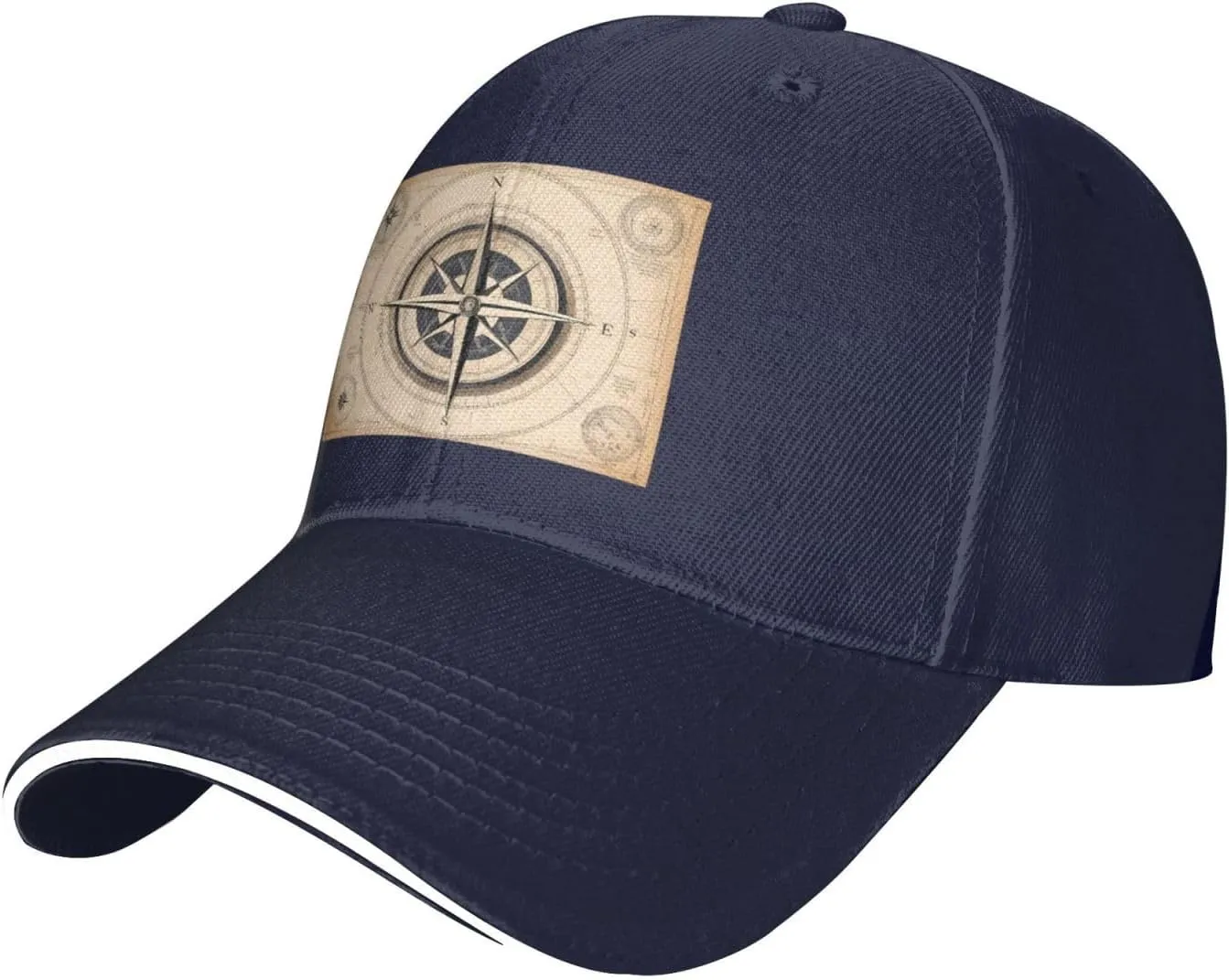 Compass Navigation Pattern Unisex Baseball Cap Black : Breathable, Light