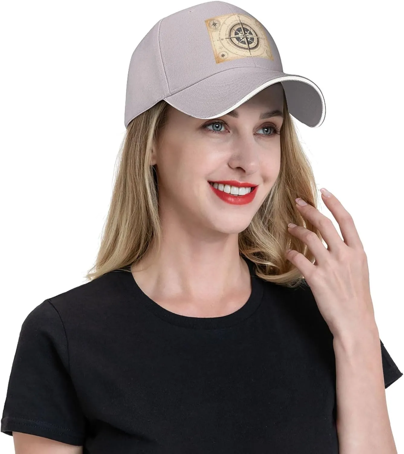 Compass Navigation Pattern Unisex Baseball Cap Black : Breathable, Light