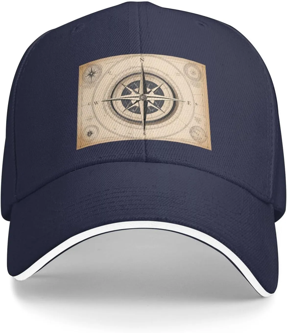 Compass Navigation Pattern Unisex Baseball Cap Black : Breathable, Light