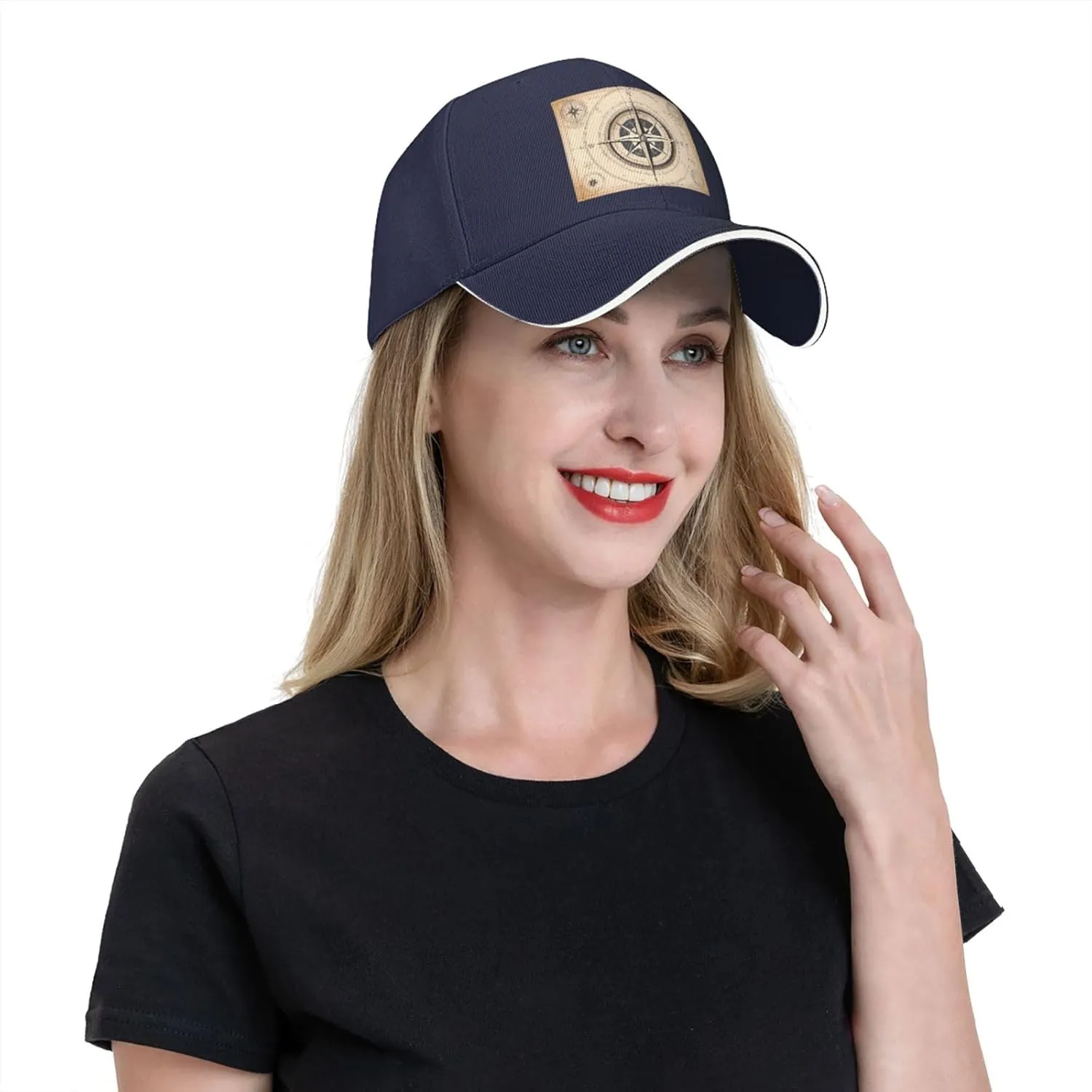 Compass Navigation Pattern Unisex Baseball Cap Black : Breathable, Light