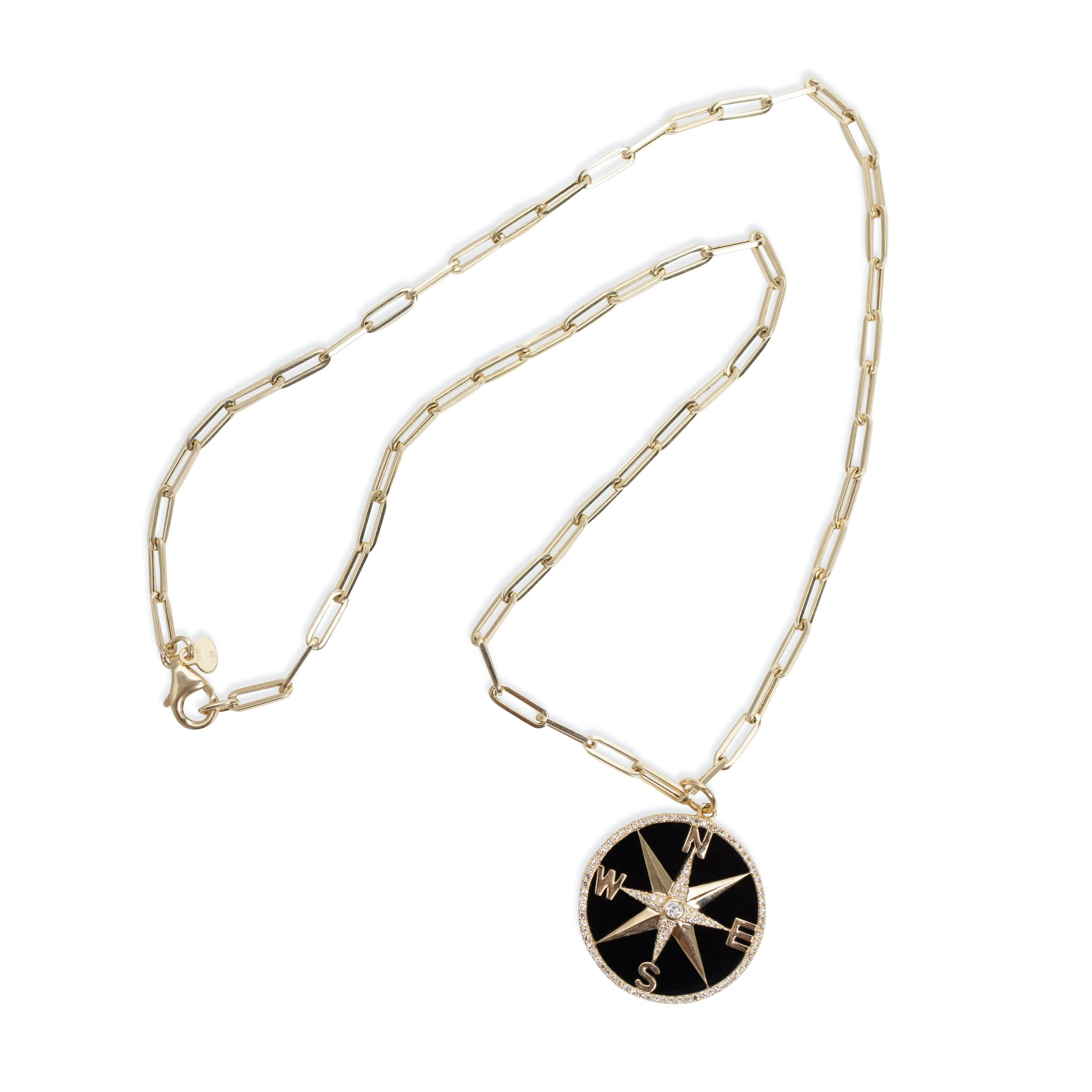 Compass Pendant with Onyx   Diamonds