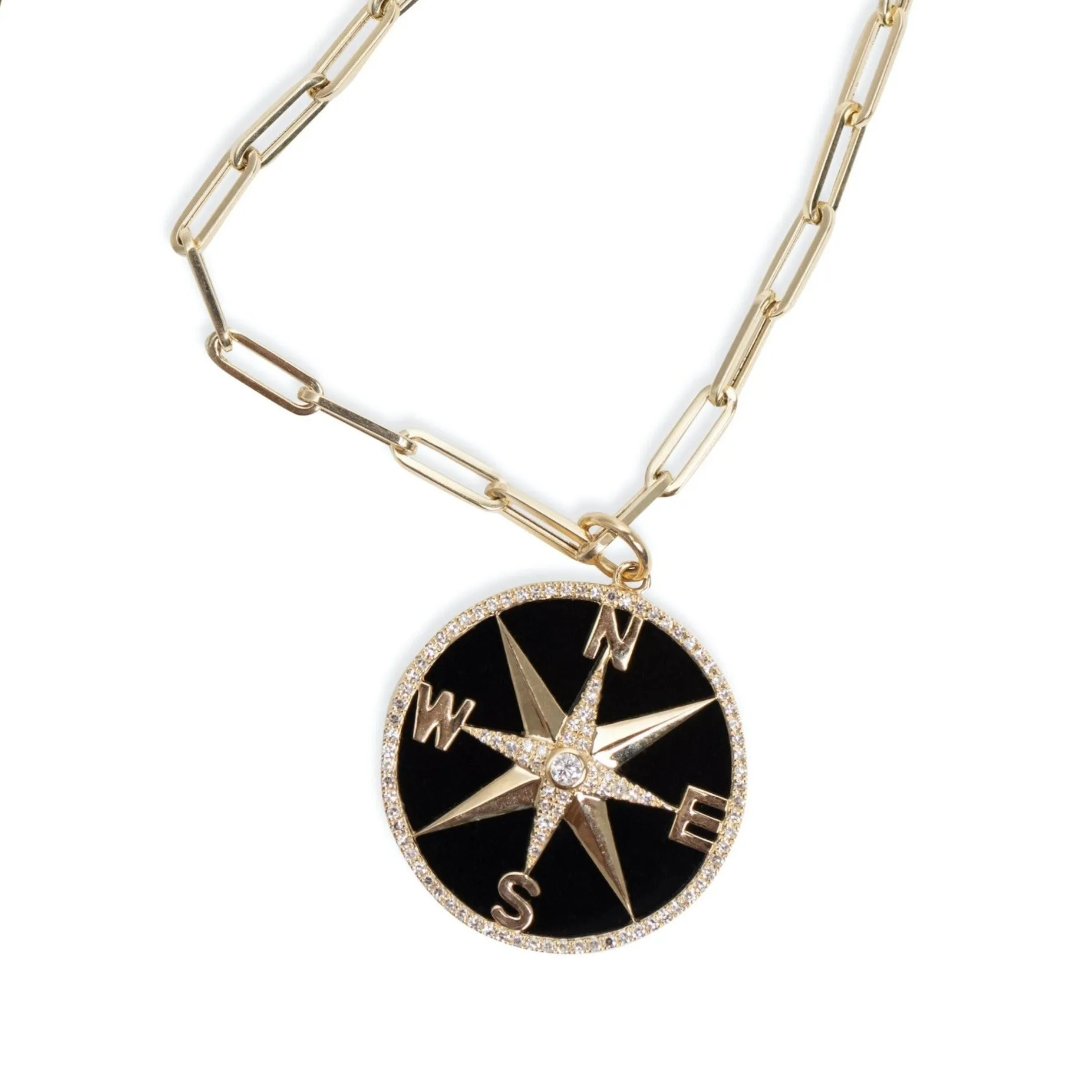 Compass Pendant with Onyx   Diamonds