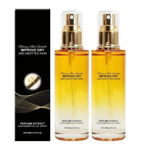 Conditioning Hair Oil Spray 80ml - Floral Scent Leave-In Strengthener for Dry Frizzy Hair, Anti-Frizz Treatment & Shining Perfume Oil, Women's Travel Gift Set (2pcs)