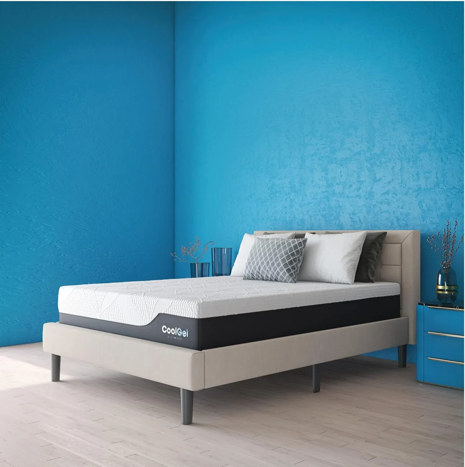 Cool Gel Chill 14 Inch Medium Firm Memory Foam Mattress Queen Size, with 2 Bonus CoolGel Memory Foam Bed Pillows, 14" with Pressure Relief, CertiPUR-US Certified, Cooling Queen Mattress in a Box