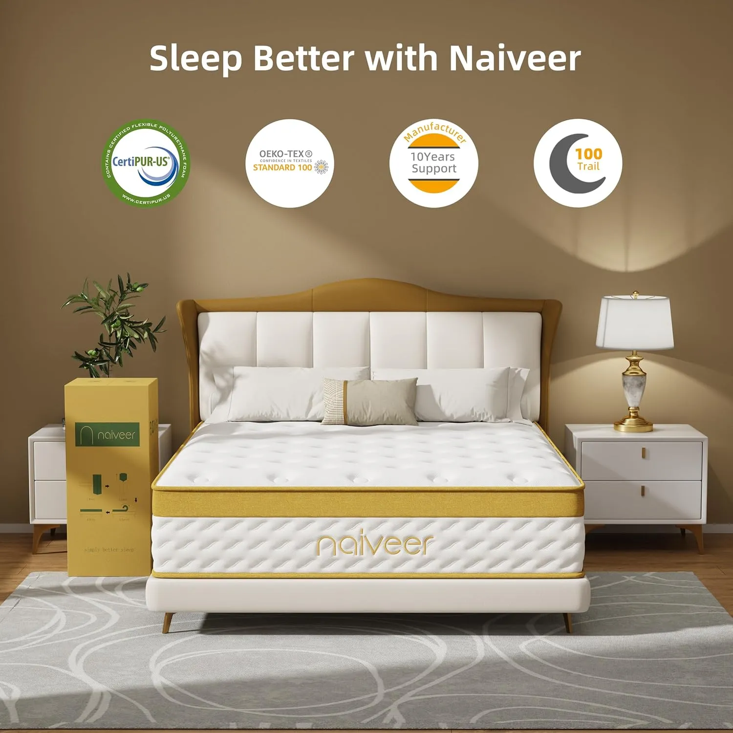 Cooling Gel Queen Mattresses 14 Inch Memory Foam Hybrid Mattress for Back Pain & Pressure Relief, Queen Size Mattress in A Box with Pocket Springs, Medium Firm with CertiPUR-US Certified