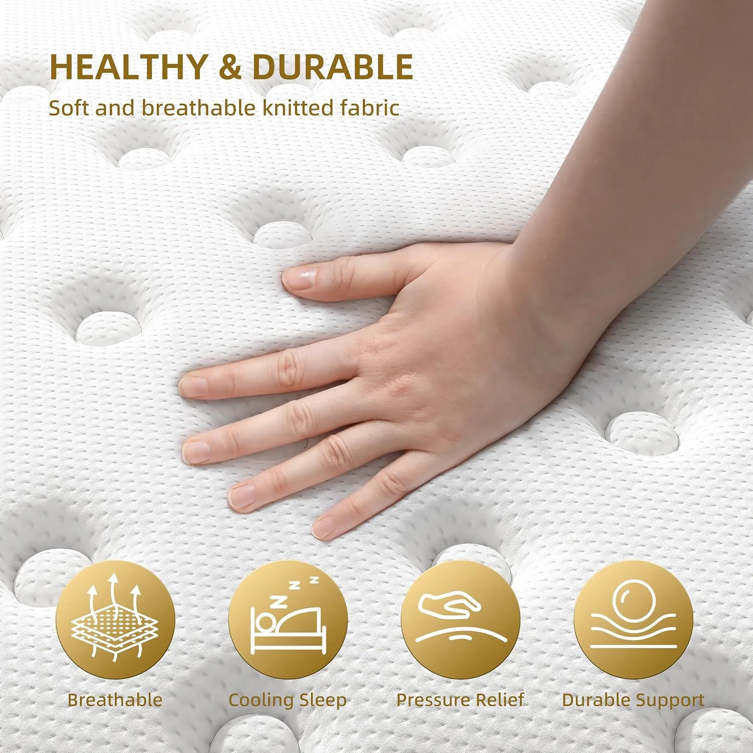 Cooling Gel Queen Mattresses 14 Inch Memory Foam Hybrid Mattress for Back Pain & Pressure Relief, Queen Size Mattress in A Box with Pocket Springs, Medium Firm with CertiPUR-US Certified