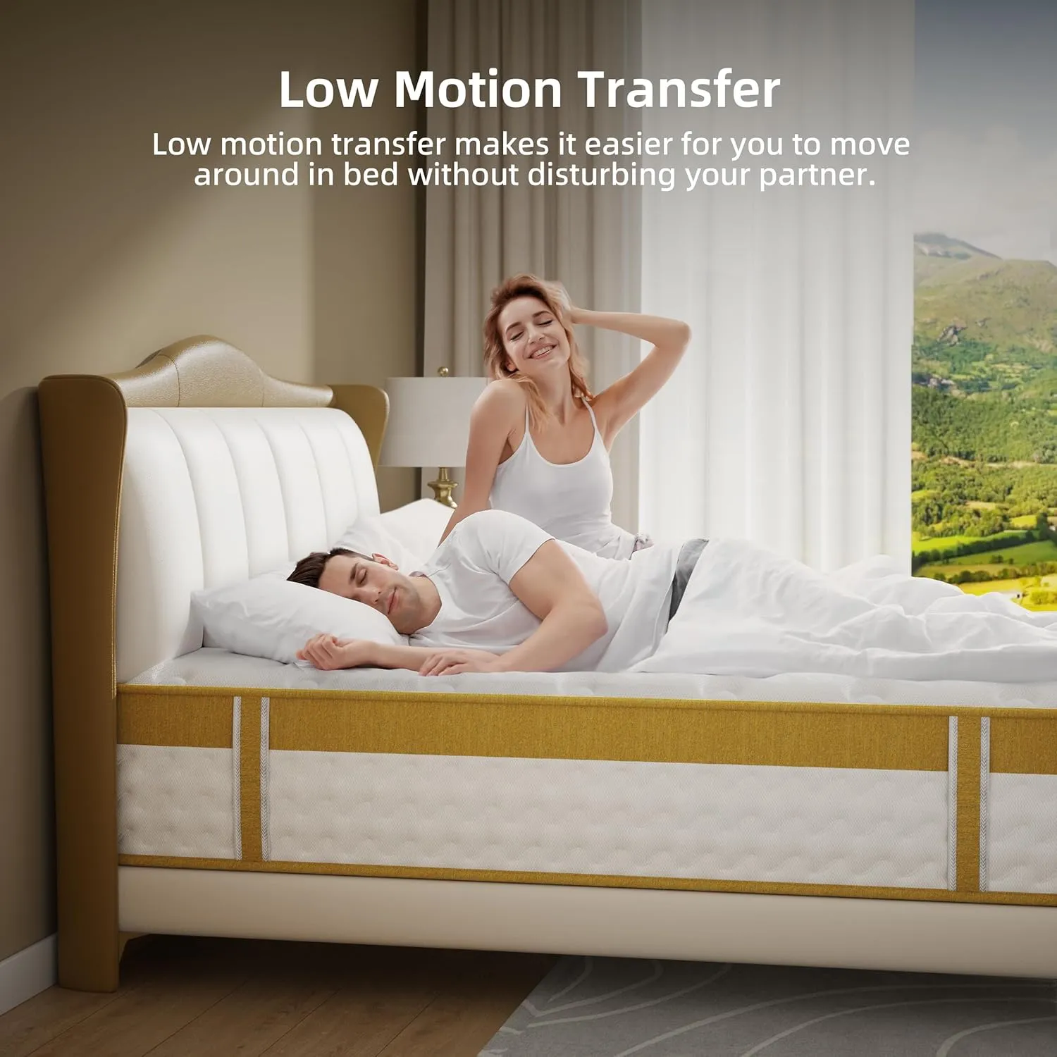 Cooling Gel Queen Mattresses 14 Inch Memory Foam Hybrid Mattress for Back Pain & Pressure Relief, Queen Size Mattress in A Box with Pocket Springs, Medium Firm with CertiPUR-US Certified