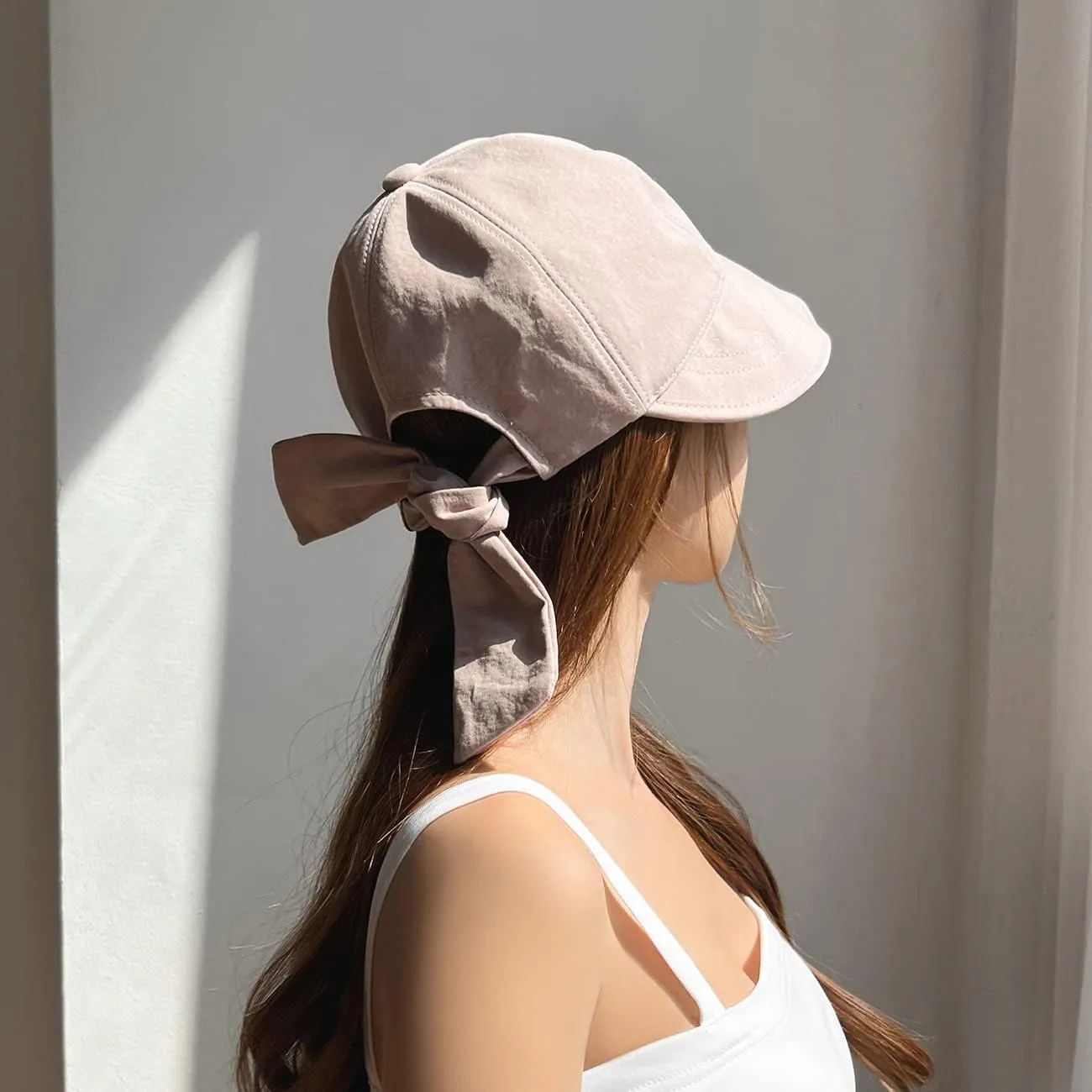 Cotton 100% Wide Brim Bucket Hat with Ribbon Point Mesh Lining Adjustable Sun Hat for Women Girls
