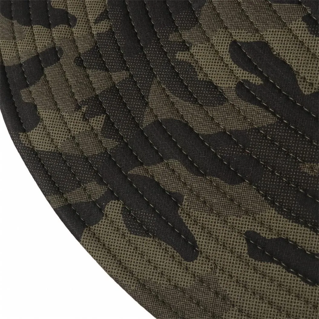 Cotton Camouflage Bucket Hat 6 in Wide Brim Sun Hat Camping Hiking Fishing Hat Mesh Breathable Anti UV Bucket Cap