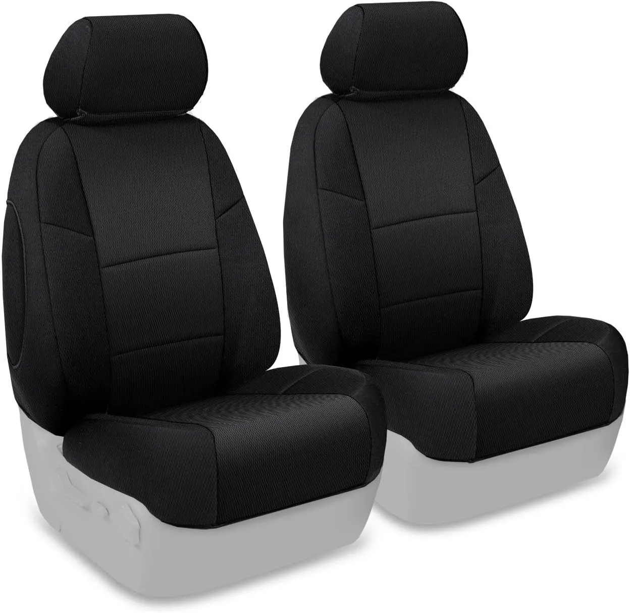 Coverking Custom Fit Front 50/50 Base Bucket Seat Cover for Select Ram 1500/2500 Models - Spacermesh Solid (Black)